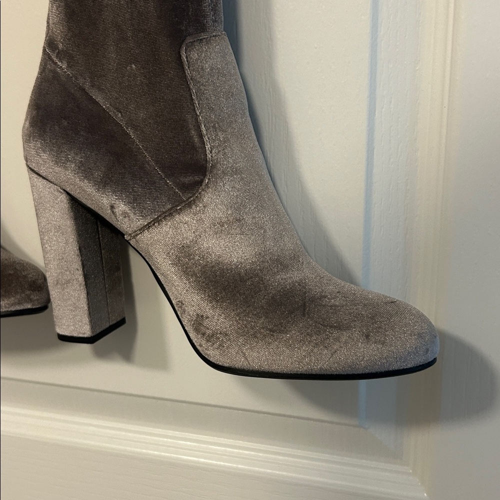 Velvet Gray Over the Knee Boots